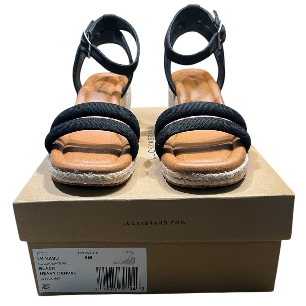 Lucky Brand Black Nasli Espadrille‎ Wedge Slingback Sandal Size 5M NEW - Picture 3 of 11